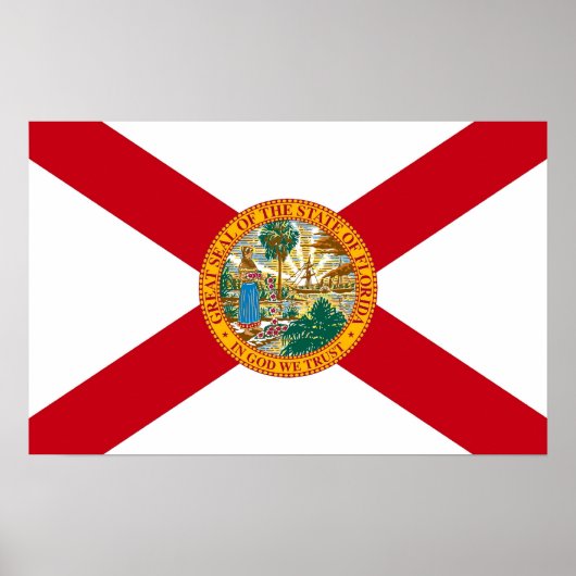 Poster avec Drapeau de Floride, U.S.A. (Devant)
