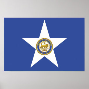 Poster avec Drapeau de Houston City, USA