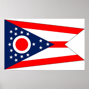 Poster avec Drapeau de l'Ohio, U.S.A.