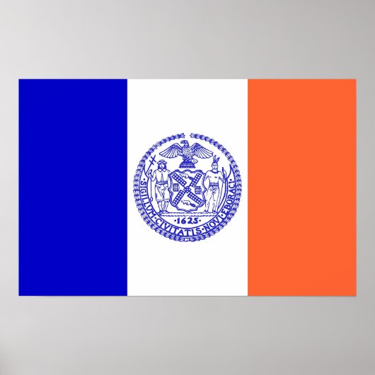 Poster avec Drapeau de New York, U.S.A. (Devant)