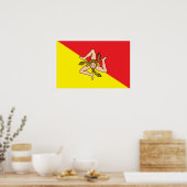 Poster avec Drapeau de Sicile, Italie (Cuisine)