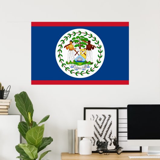 Poster avec Drapeau du Belize (Bureau à domicile)