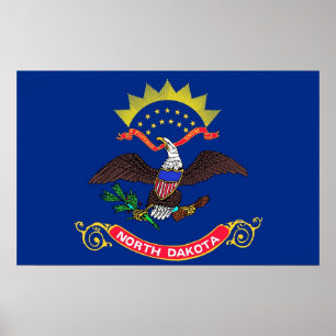Poster avec Drapeau du Dakota du Nord, États-Unis.