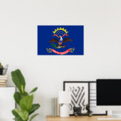 Poster avec Drapeau du Dakota du Nord, États-Unis. (Bureau à domicile)