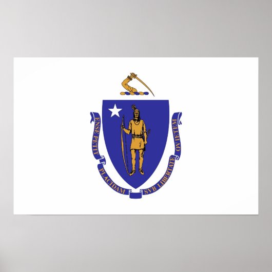 Poster avec Drapeau du Massachusetts, U.S.A. (Devant)