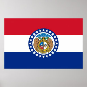 Poster avec Drapeau du Missouri, U.S.A.