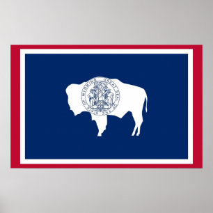 Poster avec Drapeau du Wyoming, U.S.A.