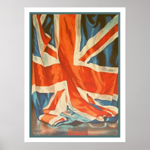 Poster avec drapeau Vintage du Royaume-Uni