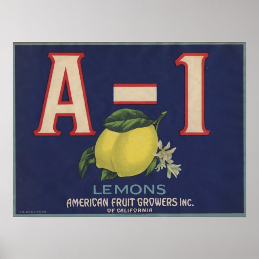 Poster avec Étiquette Vintage Lemon Crate (Devant)