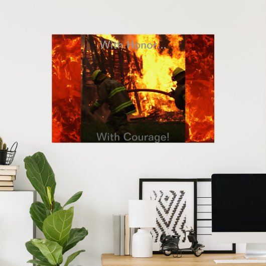 Poster Avec honneur... Avec courage ! (Bureau à domicile)