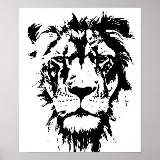 Poster avec imprimé noir et blanc Leo