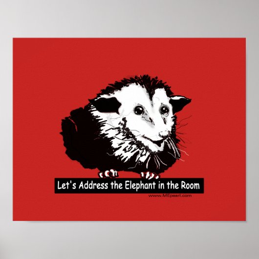 Poster avec message et possum (Devant)