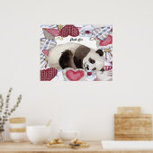 Poster avec Panda Repos, Cadre Coeur (Cuisine)