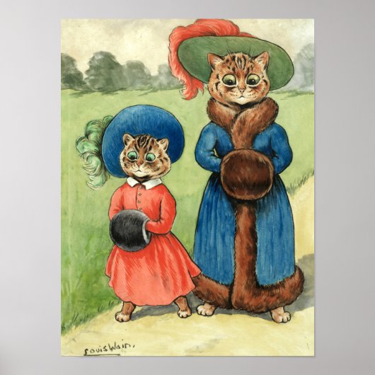Poster Avec Tante par Louis Wain (Devant)