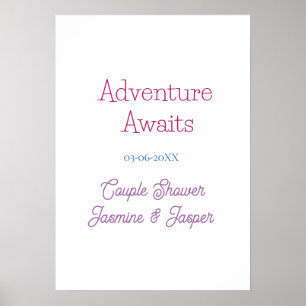 Poster aventure attend couple baby shower nom date rose b