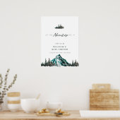 Poster Aventure Begin Mountain Pine Baby shower Bienvenue (Cuisine)