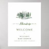 Poster Aventure Commencez Rustic Forest Baby shower Bienv (Devant)