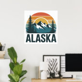 Poster Aventure coucher de soleil rétro en Alaska (Bureau à domicile)