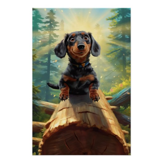 Poster Aventure Dachshund Et Butterfly Chase (Devant)