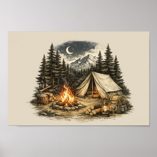 Poster Aventure de camping vintage (Devant)