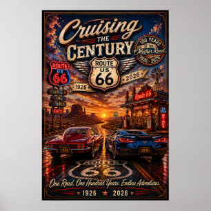 Poster Aventure de croisière centenaire de la route 66 Ar