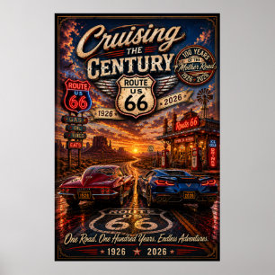 Poster Aventure de croisière centenaire de la route 66 Ar