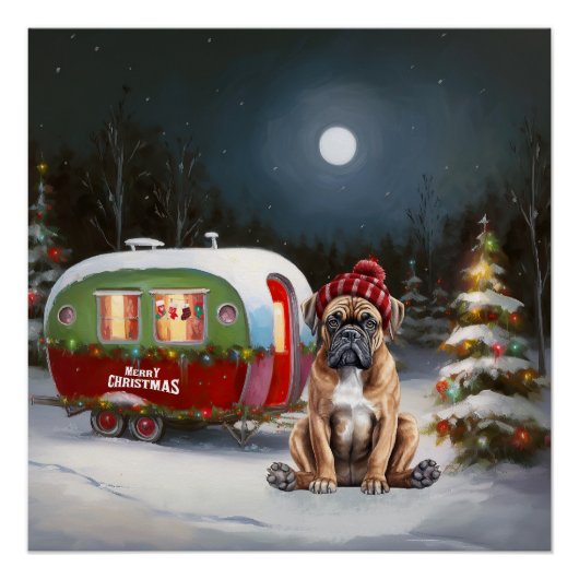 Poster Aventure de Noël de la caravane Boxer d'hiver (Devant)