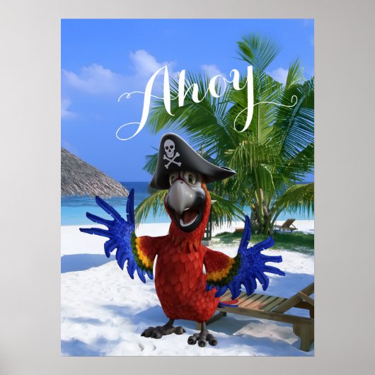 Poster Aventure de pirate de perroquet amusant (Devant)