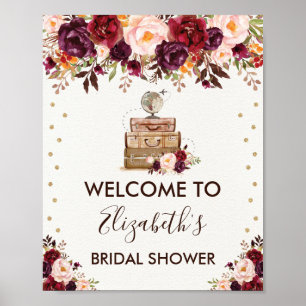 Poster Aventure de voyage Shower de mariage Floral Rustiq
