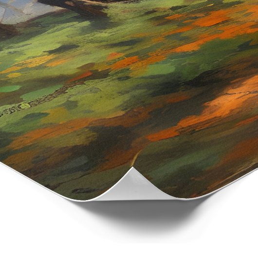 Poster Aventure en plein air avec une forêt impressionnis (Coin)