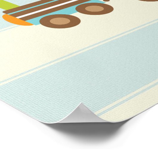 Poster Aventure en train jouet animal et avion attend (Coin)