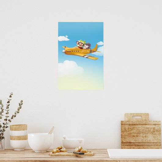 Poster Aventure en vol avec chien (Cuisine)