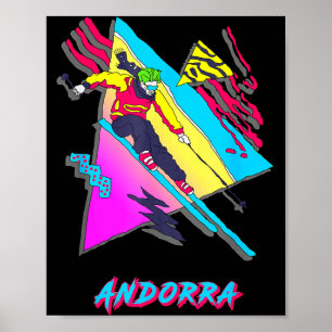 Poster Aventure graphique de ski andorre vibrant