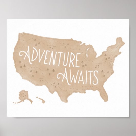 Poster Aventure Neutre Attend Nous Carte Chambre Enfants (Devant)