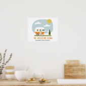 Poster Aventure Orange Rétro Camper Baby shower Neutre (Cuisine)