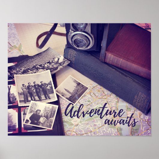 Poster Aventure photo vintage attend (Devant)