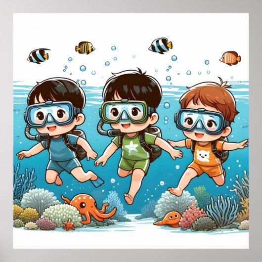 Poster Aventure sous-marine avec des amis (Devant)