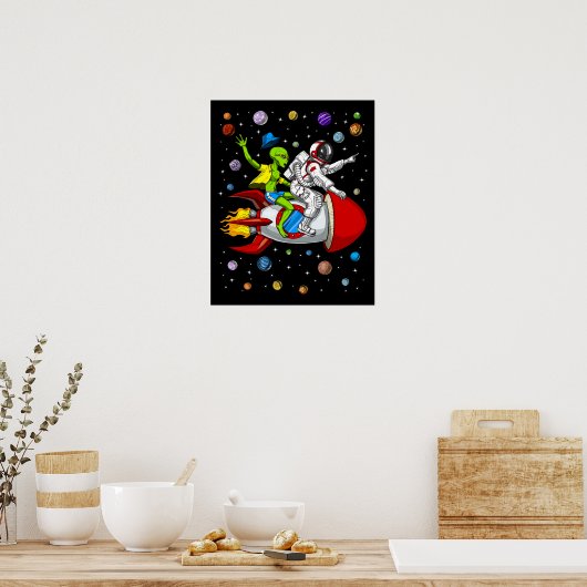 Poster Aventure spatiale de l'astronaute Alien (Cuisine)