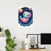 Poster Aventure spatiale de l'axolotl galactique Autocoll (Bureau à domicile)