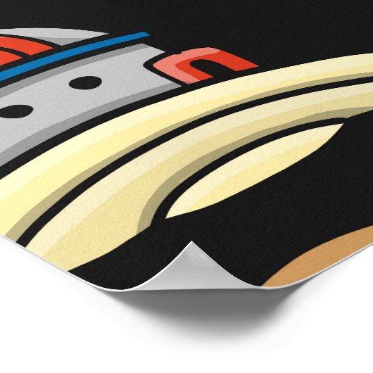 Poster Aventure spatiale : planètes, motif de fusées. (Coin)