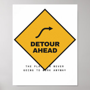 Poster Aventure sur panneau routier rétro de déviation à