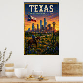 Poster Aventure Texas Lone Star Skyline Désert Coucher de (Cuisine)