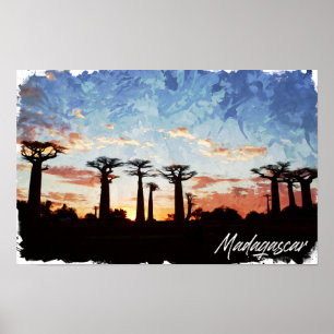 Poster Avenue Madagascar des Baobabs Panorama