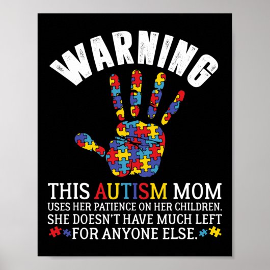 Poster Avertissement Cette Maman Autiste Utilise La Patie (Devant)