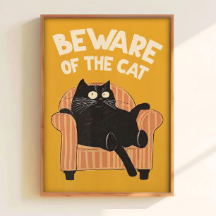 Poster Avertissement de l'affiche drôle de chat imprimabl