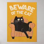 Poster Avertissement de l'affiche drôle de chat imprimabl (Devant)