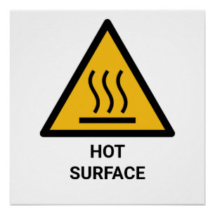 Poster Avertissement de surface chaude, Attention à la ch