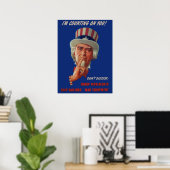 Poster Avertissement des années 1940 de l'oncle Sam (Bureau à domicile)