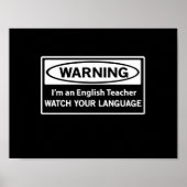 Poster Avertissement Enseignant Anglais (Devant)