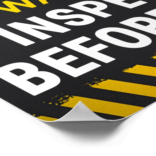 Poster Avertissement Inspecter avant utilisation (Coin)